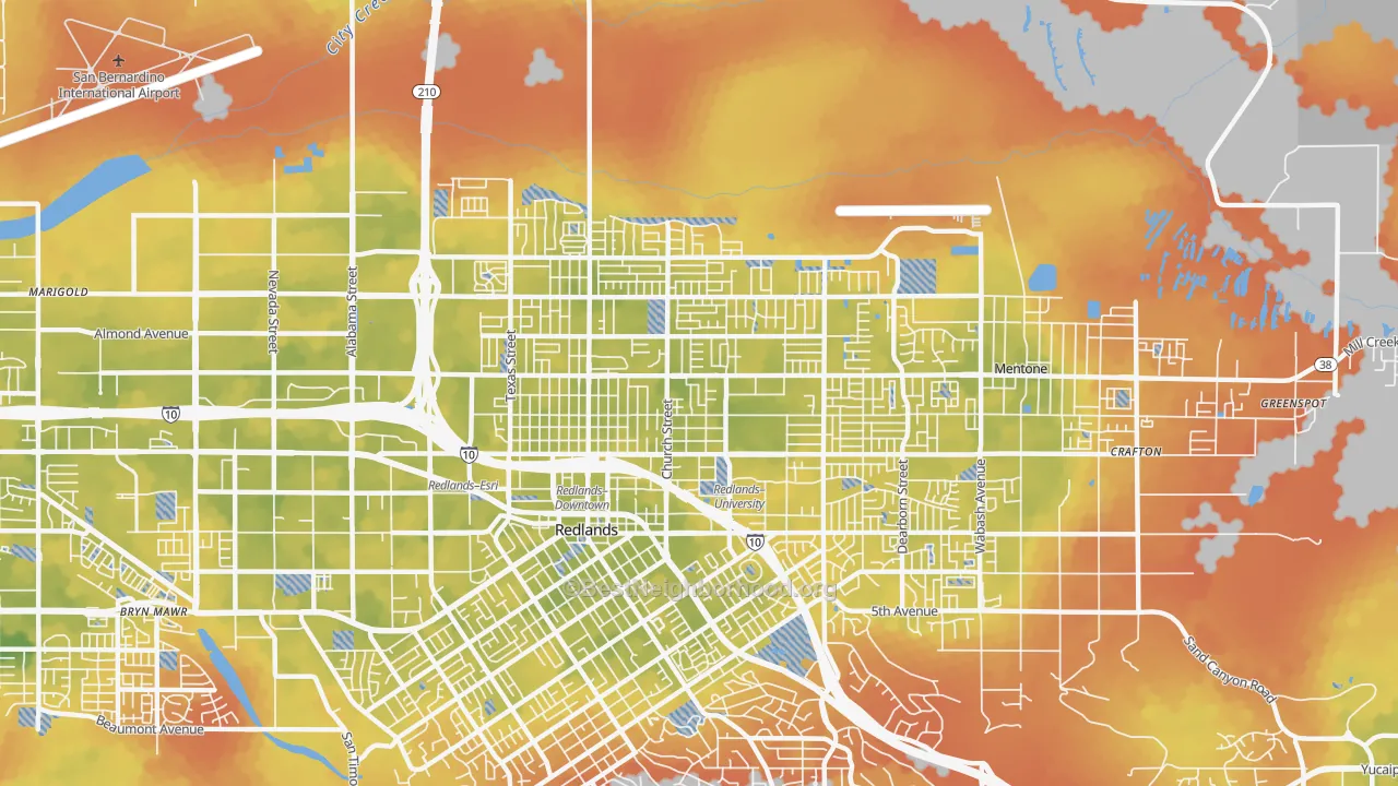 Bike Grade map of North Redlands, Redlands, CA