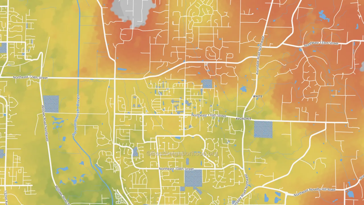 Bike Grade map of North Redmond, Redmond, WA
