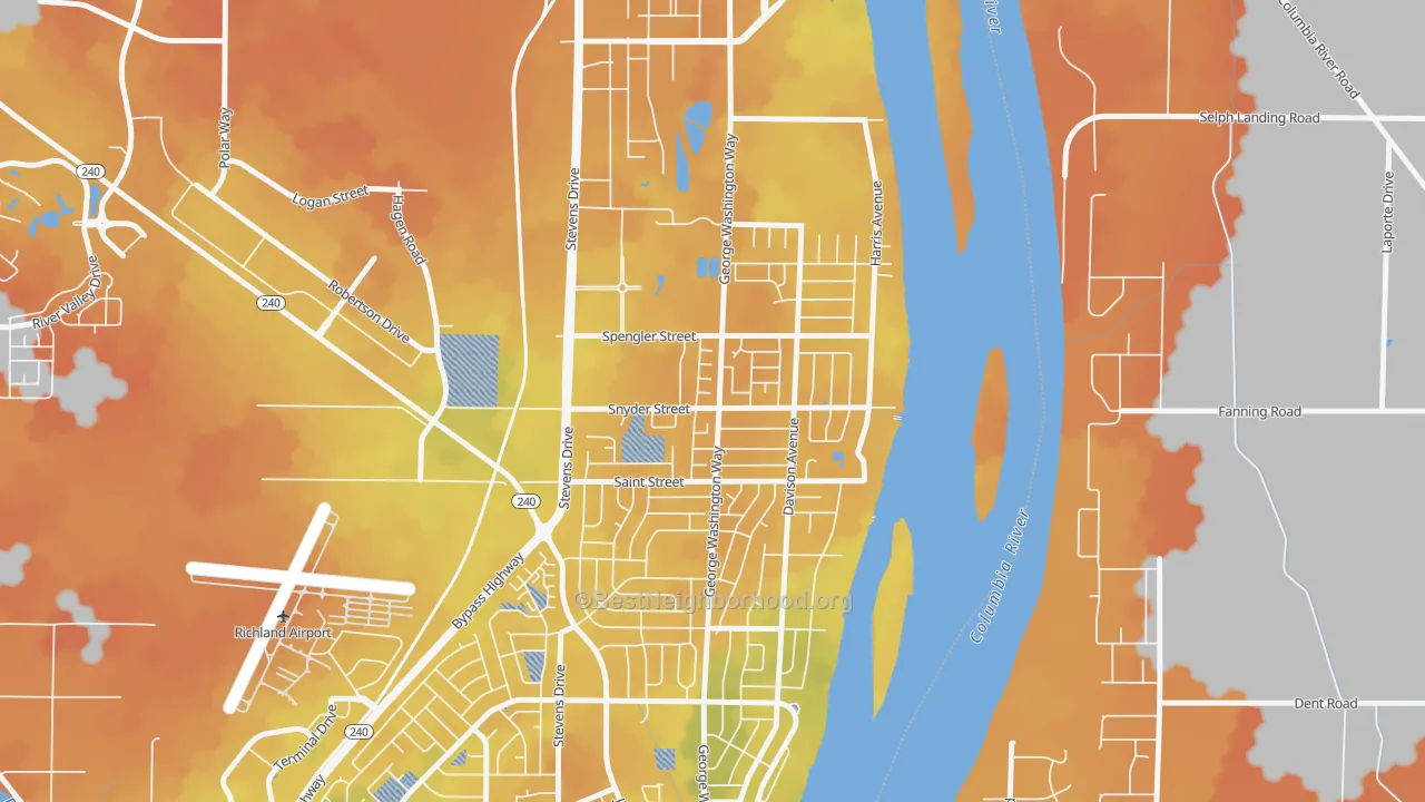 Bike Grade map of North Richland, Richland, WA