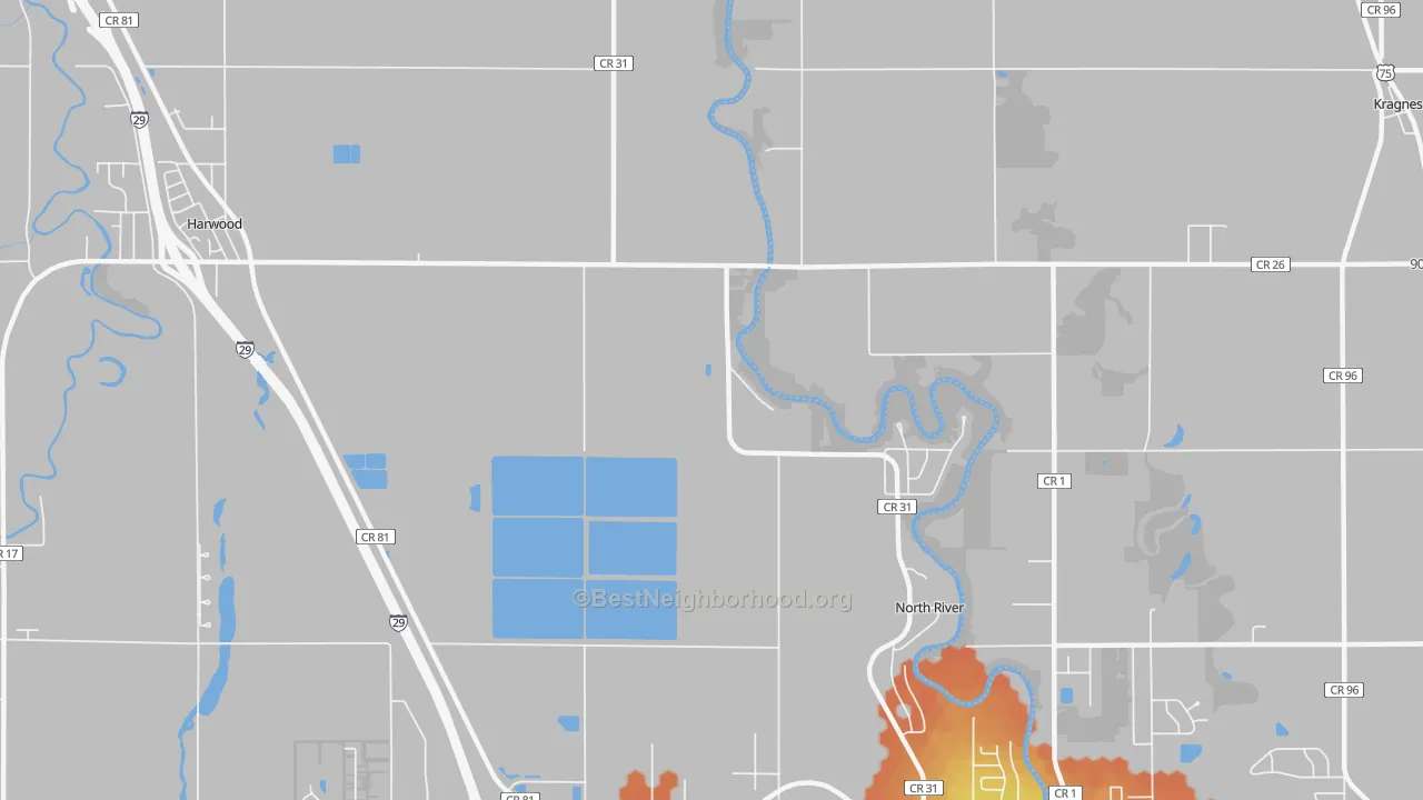 Bike Grade map of North River, ND