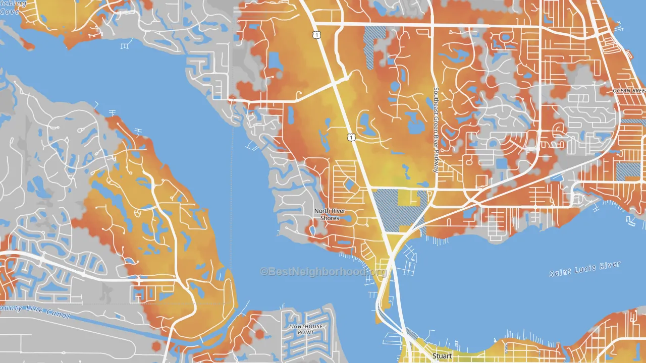 Bike Grade map of North River Shores, Stuart, FL