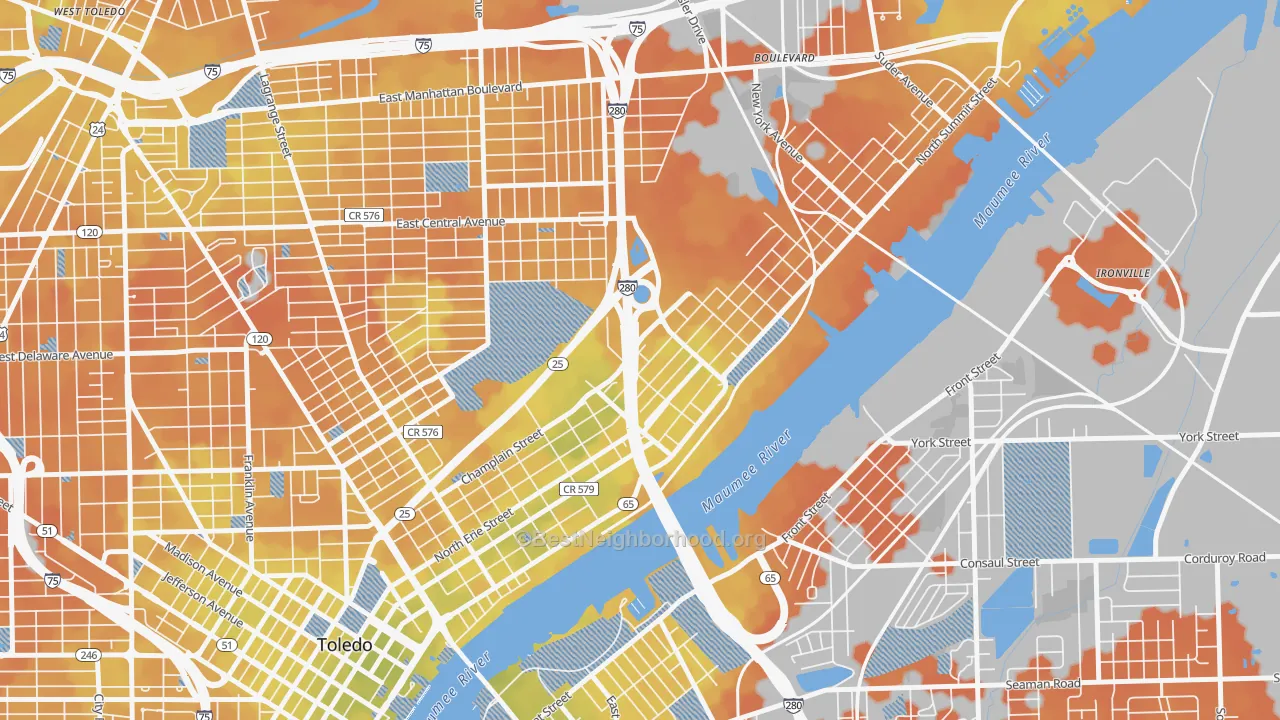 Bike Grade map of North River, Toledo, OH