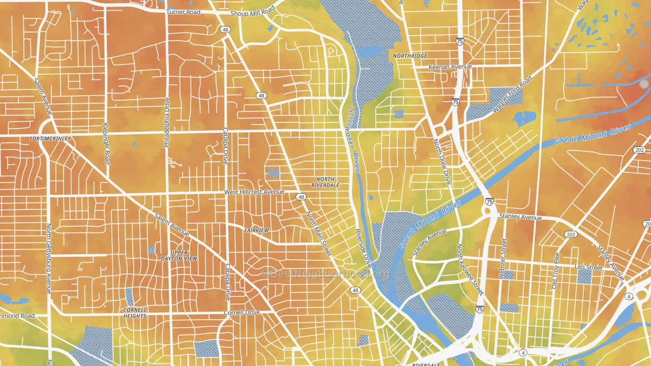 Bike Grade map of North Riverdale, Dayton, OH