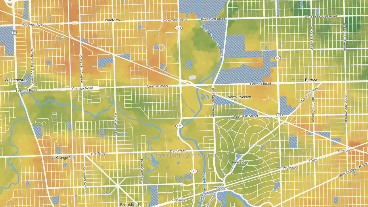 Bike Grade map of North Riverside, IL