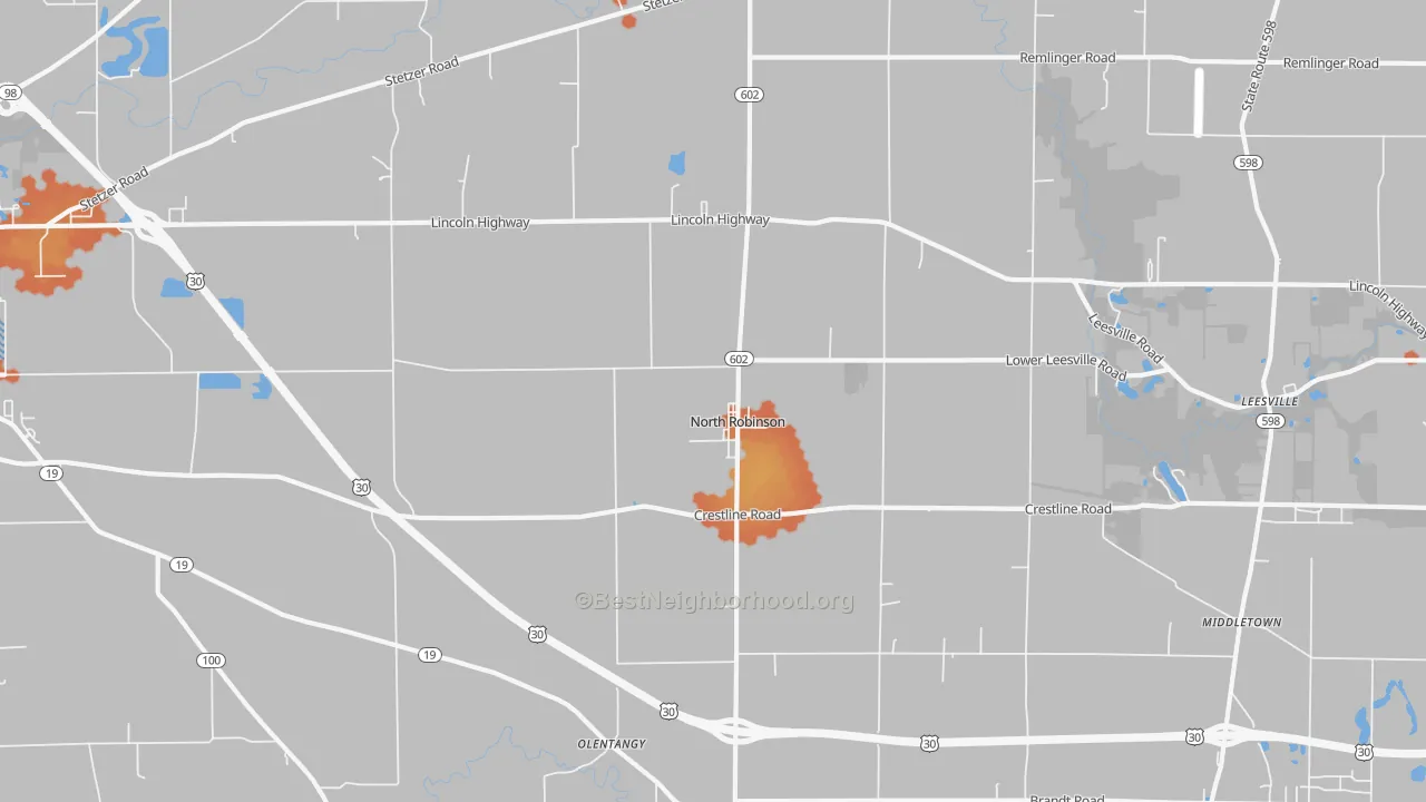 Bike Grade map of North Robinson, OH