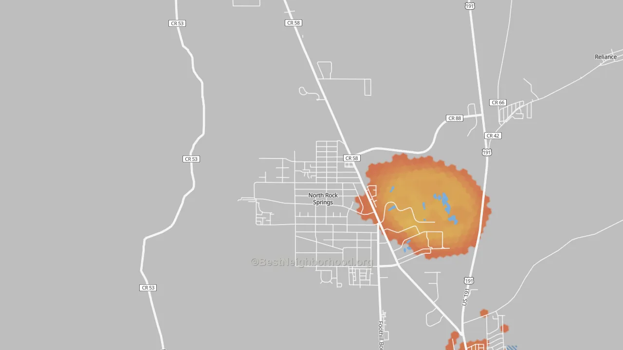 Bike Grade map of North Rock Springs, WY