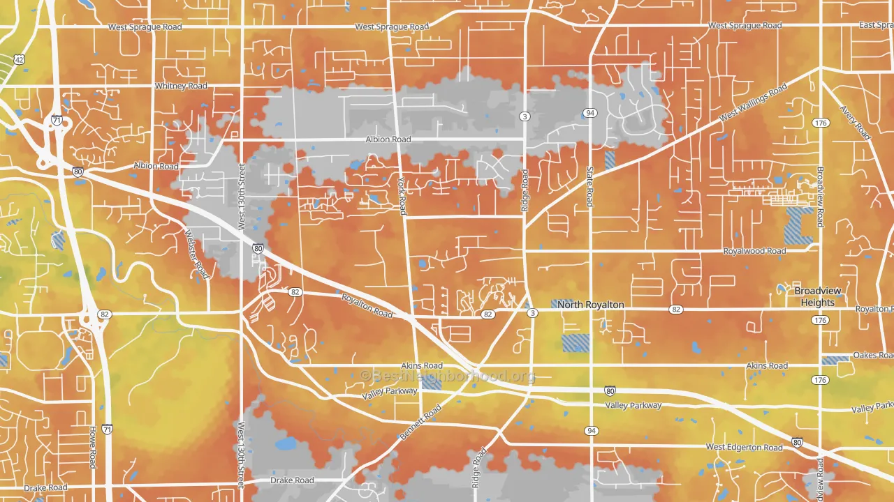 Bike Grade map of North Royalton, OH