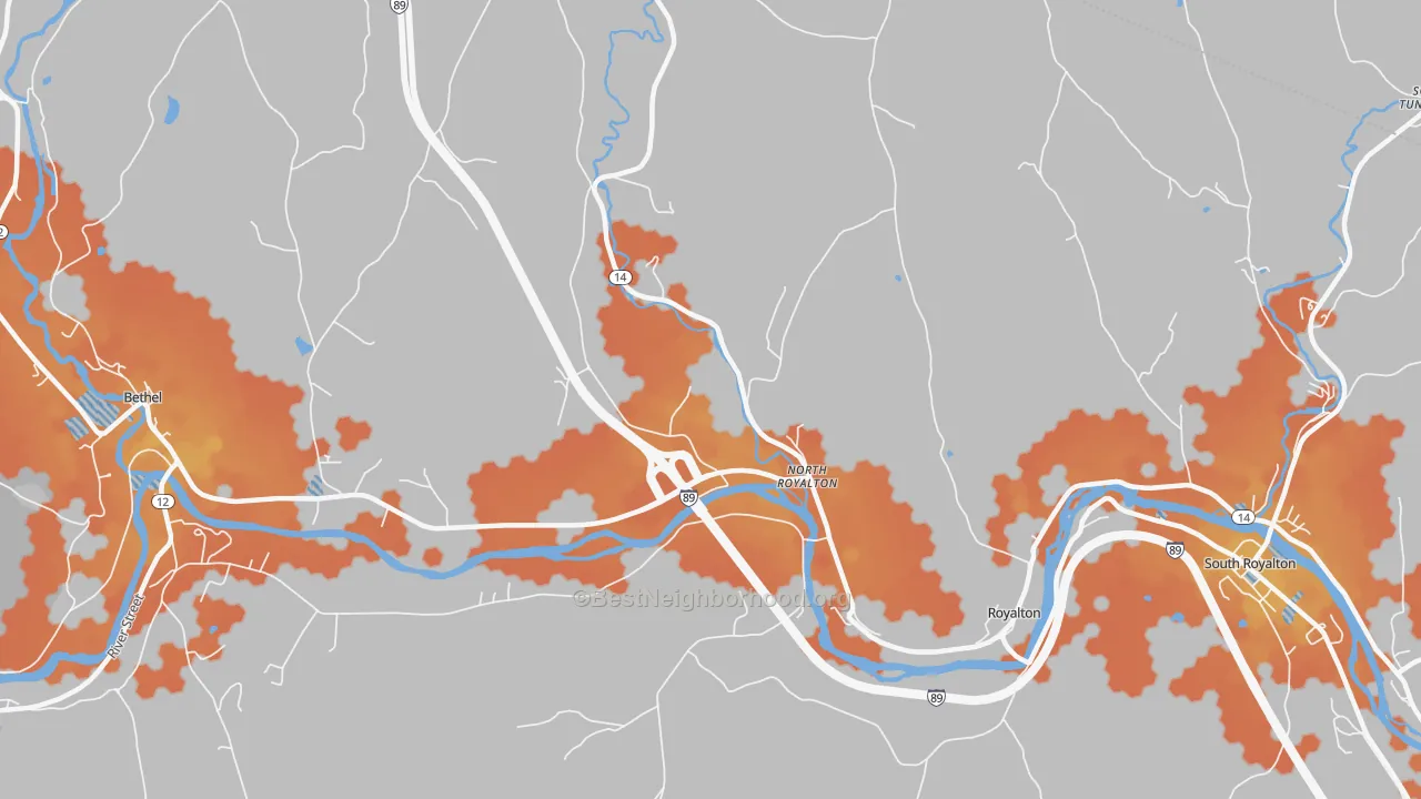 Bike Grade map of North Royalton, VT