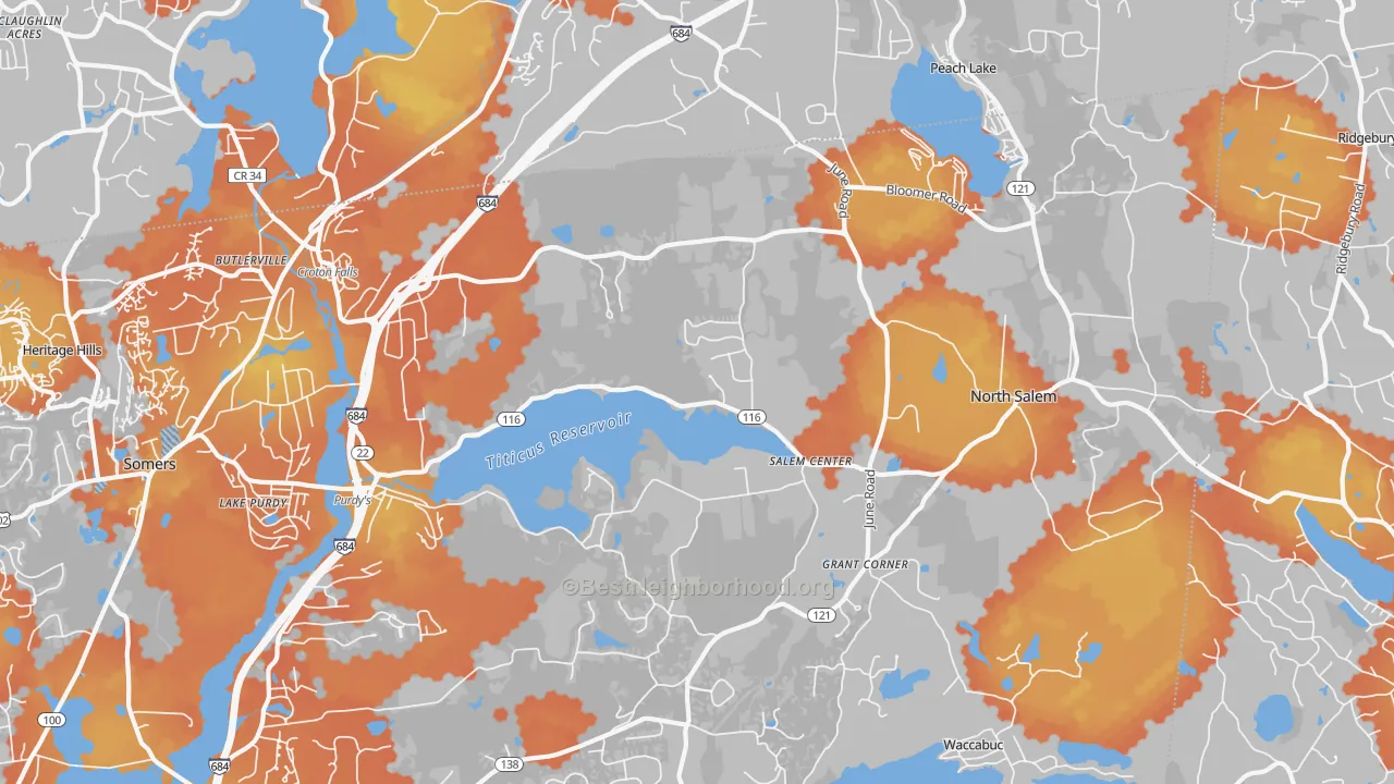 Bike Grade map of North Salem, NY