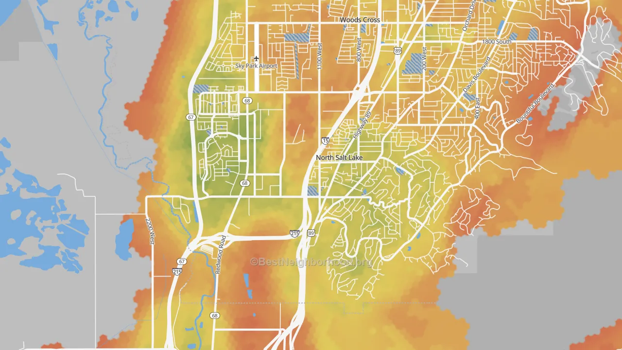 Bike Grade map of North Salt Lake, UT