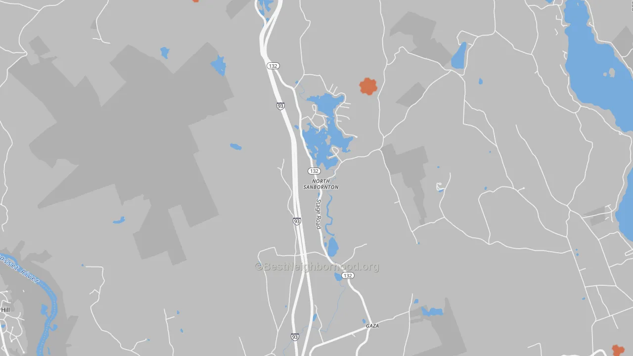 Bike Grade map of North Sanbornton, NH