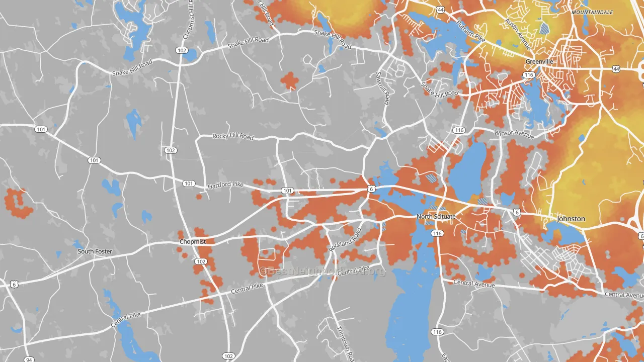 Bike Grade map of North Scituate, RI