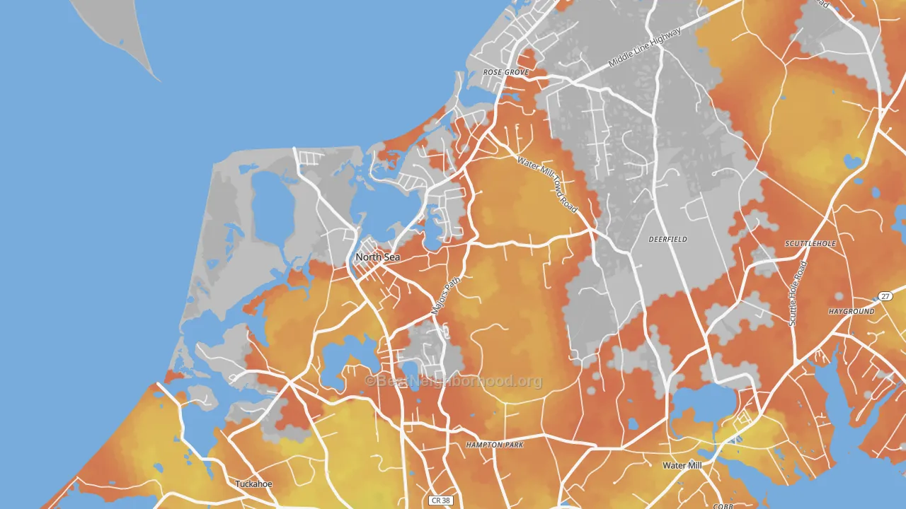 Bike Grade map of North Sea, NY