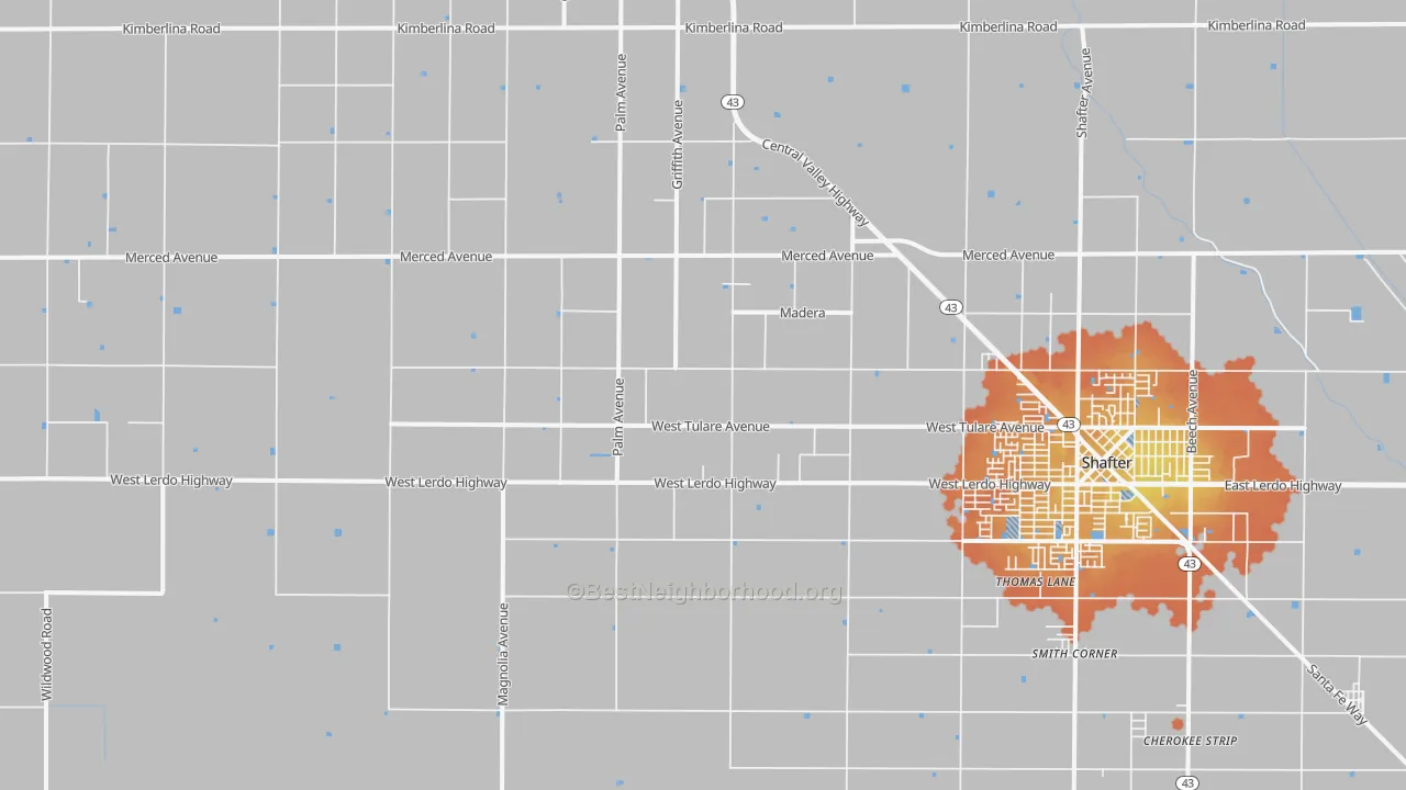 Bike Grade map of North Shafter, CA