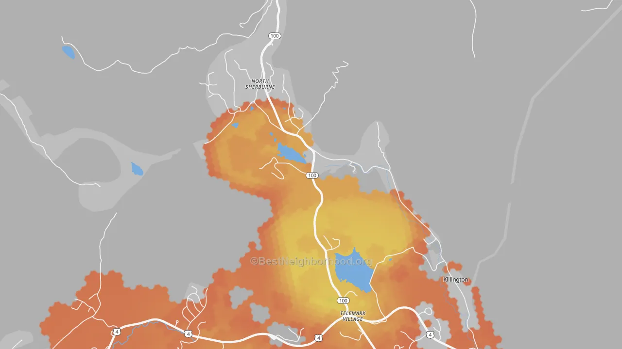 Bike Grade map of North Sherburne, VT