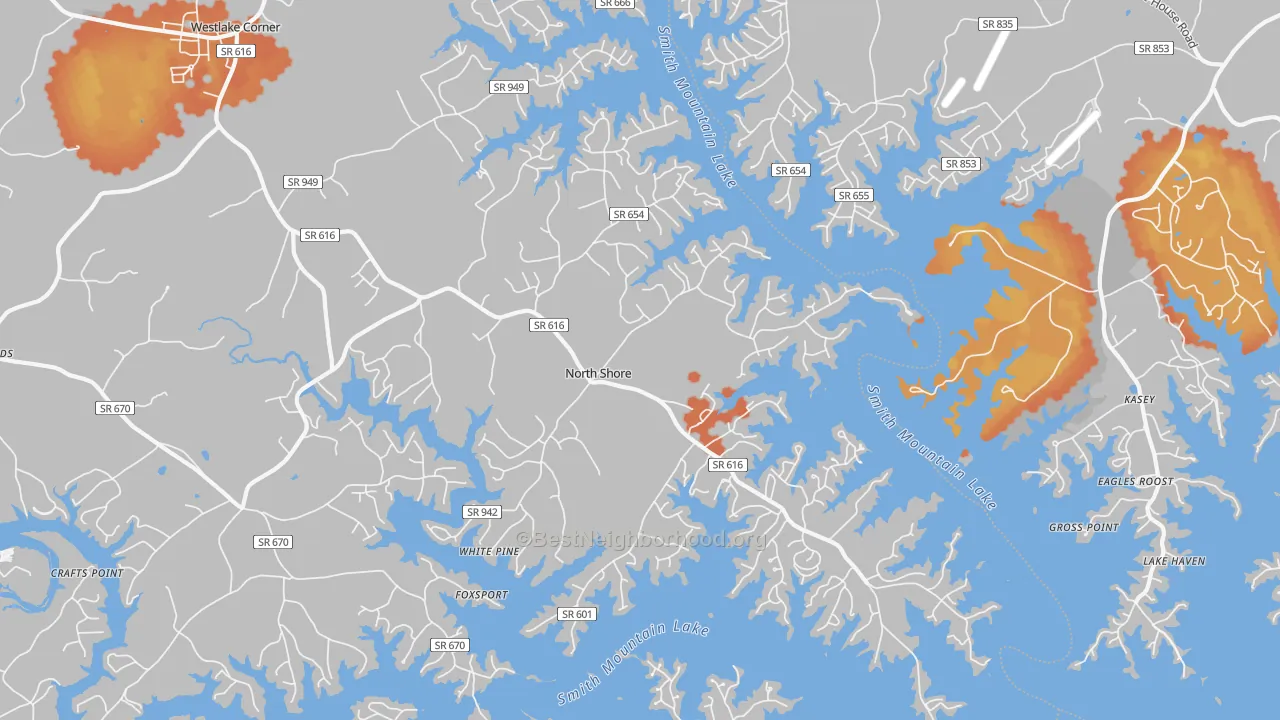 Bike Grade map of North Shore, VA