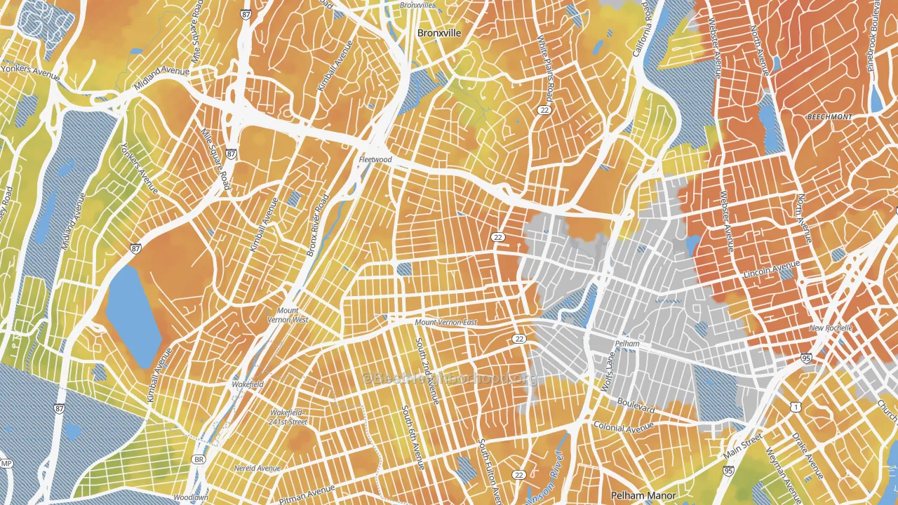 Bike Grade map of North Side, Mount Vernon, NY