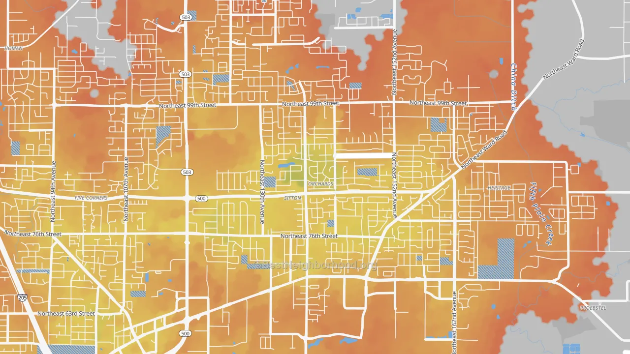 Bike Grade map of North Sifton-Orchards Area, Orchards, WA