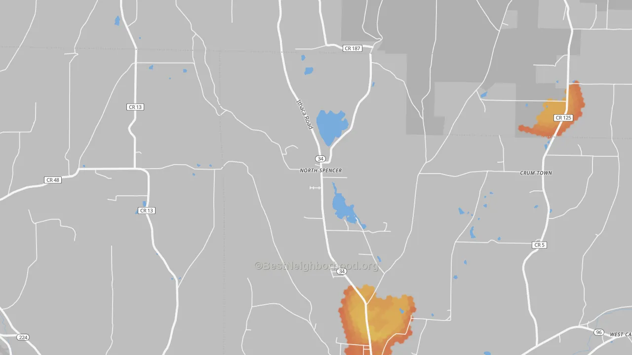 Bike Grade map of North Spencer, NY