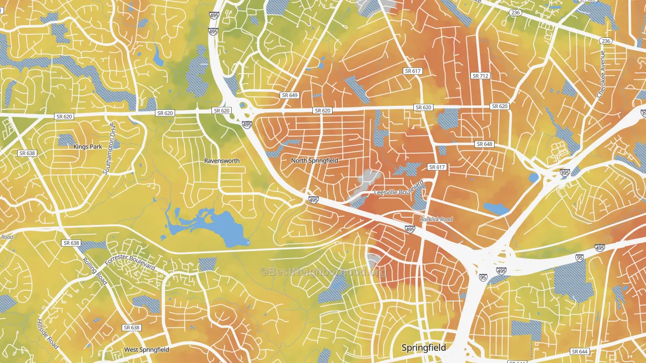 Bike Grade map of North Springfield, Springfield, VA