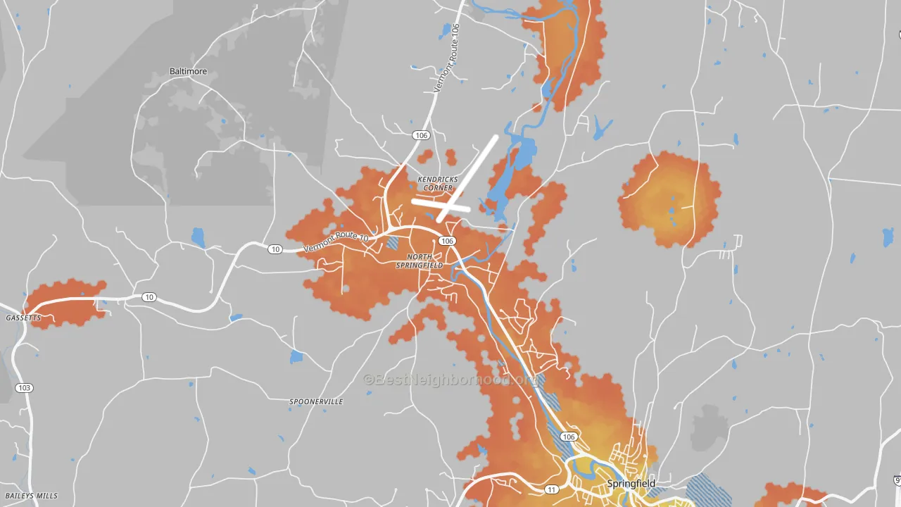 Bike Grade map of North Springfield, VT