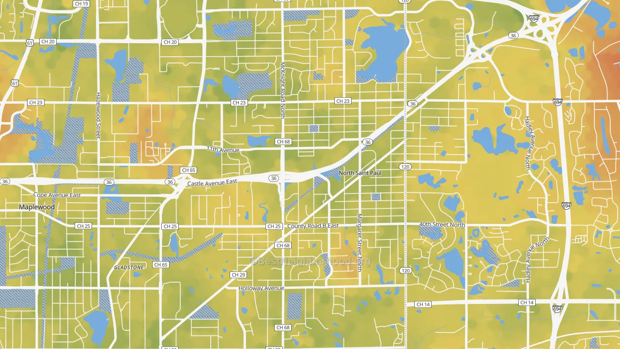 Bike Grade map of North St. Paul, MN