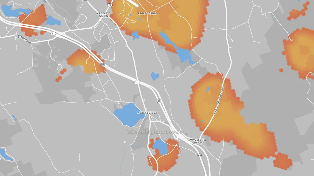 Bike Grade map of North Sutton, NH
