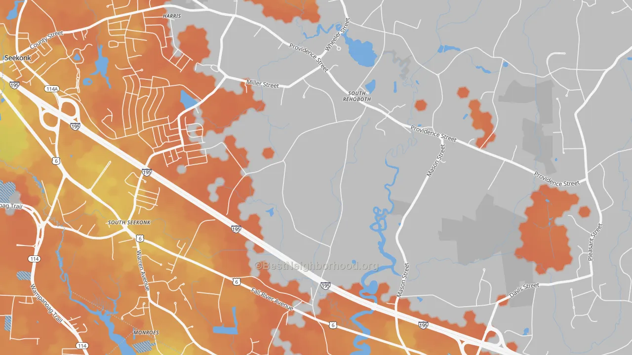 Bike Grade map of North Swansea, MA