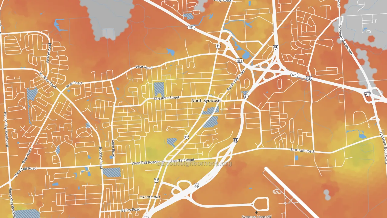 Bike Grade map of North Syracuse, NY
