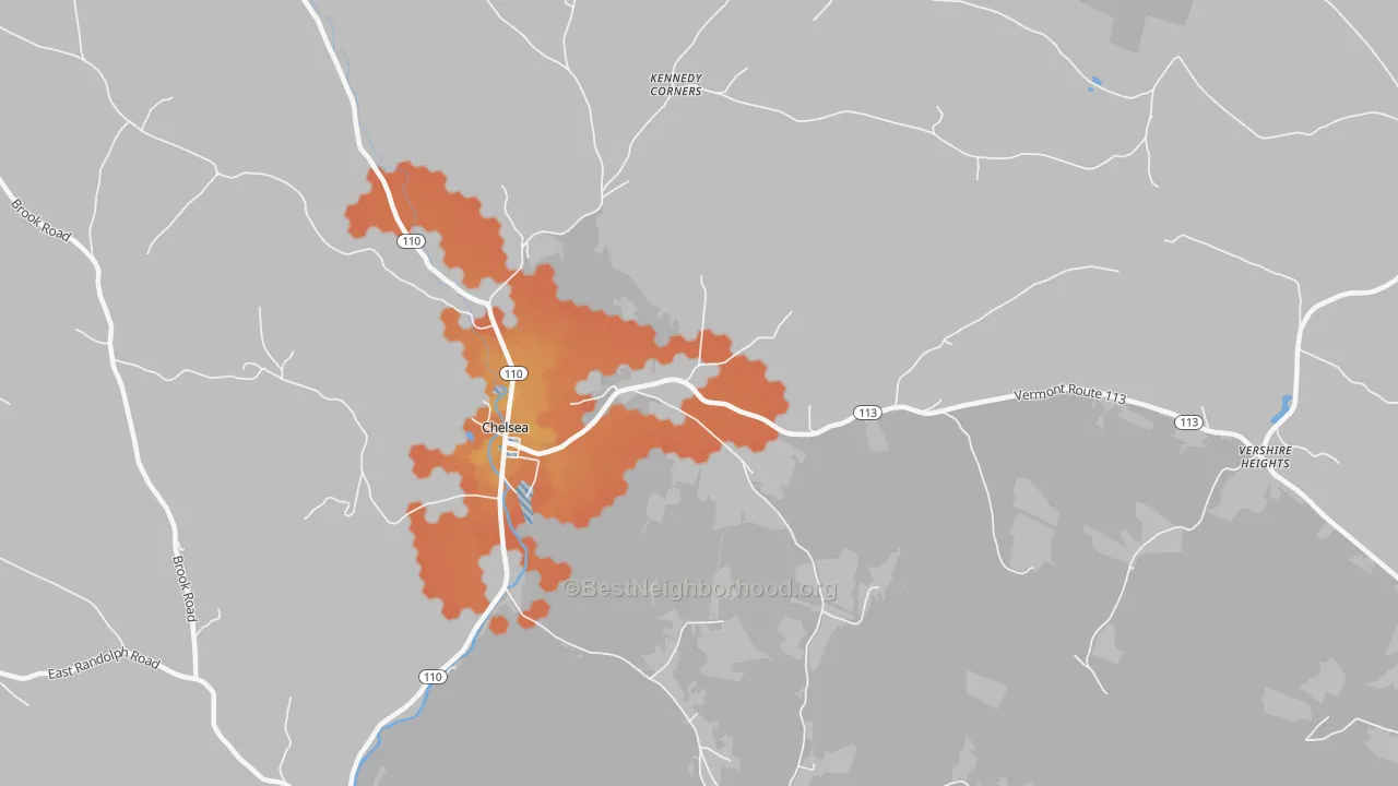 Bike Grade map of North Thetford, VT