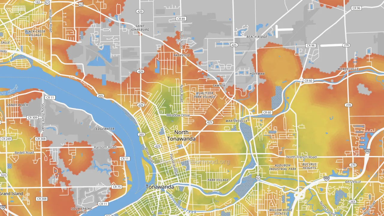 Bike Grade map of North Tonawanda, NY
