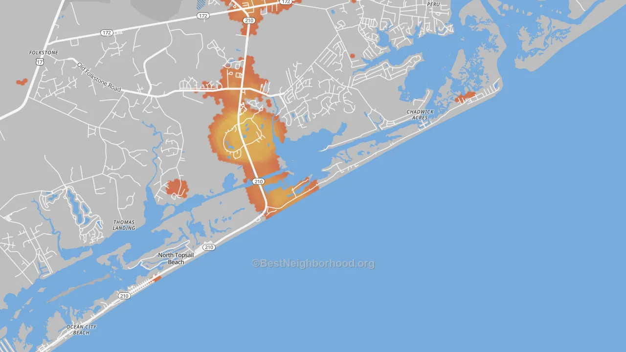 Bike Grade map of North Topsail Beach, NC