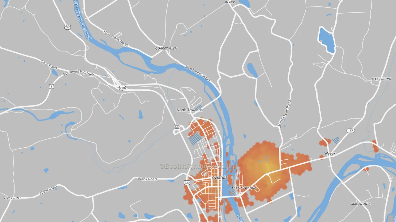 Bike Grade map of North Towanda, PA