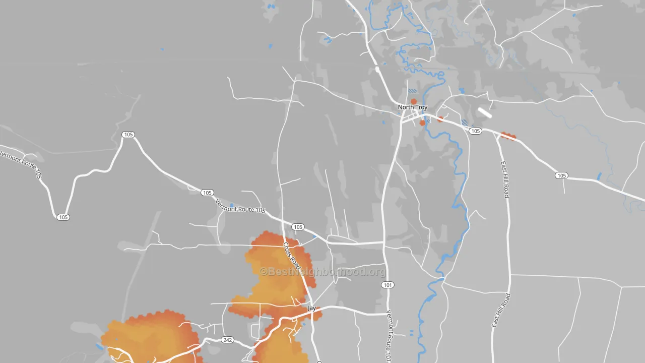 Bike Grade map of North Troy, VT