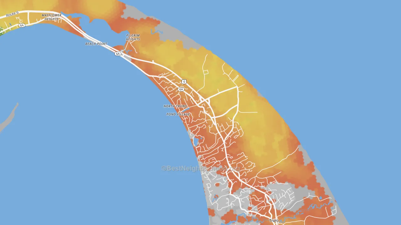 Bike Grade map of North Truro, MA