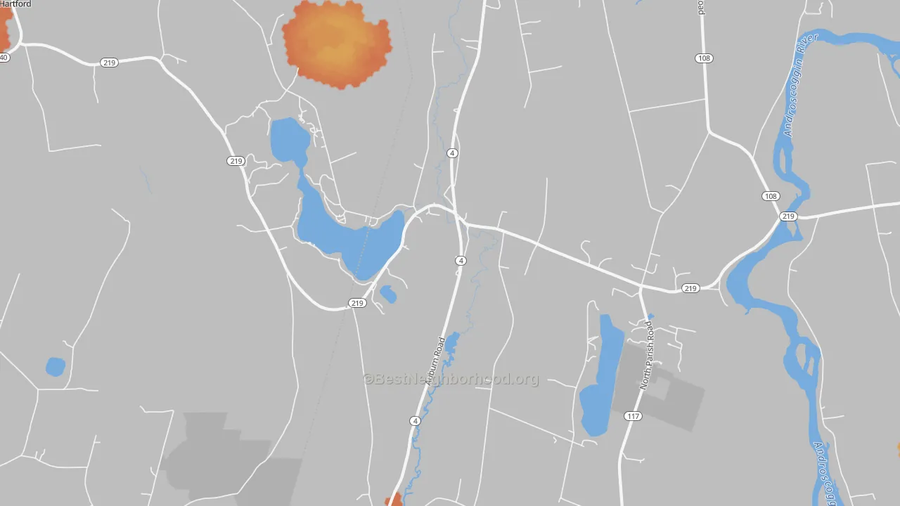 Bike Grade map of North Turner, ME