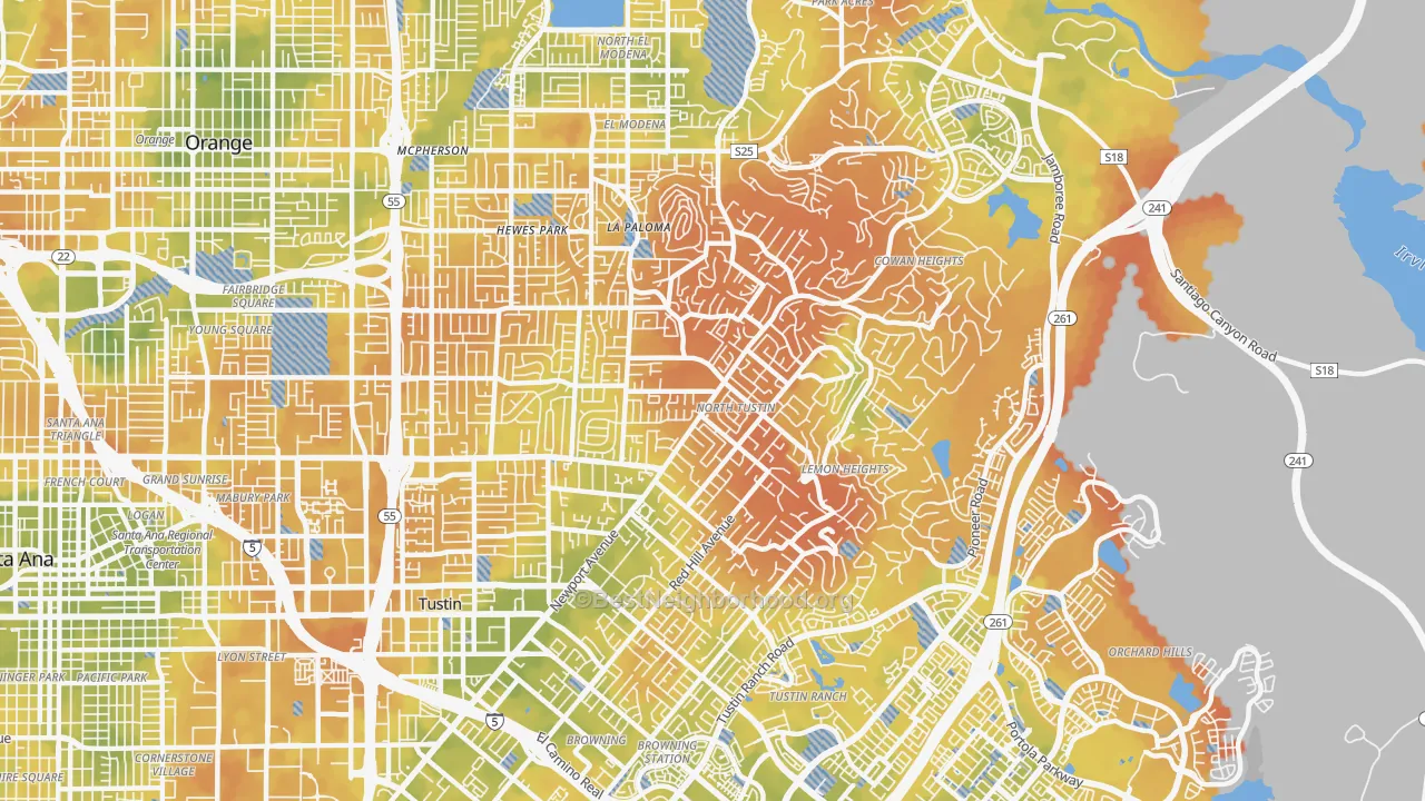 Bike Grade map of North Tustin, CA