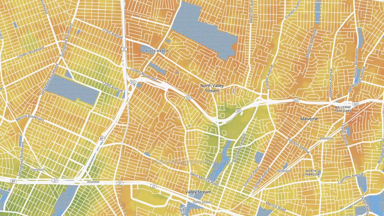 Bike Grade map of North Valley Stream, NY