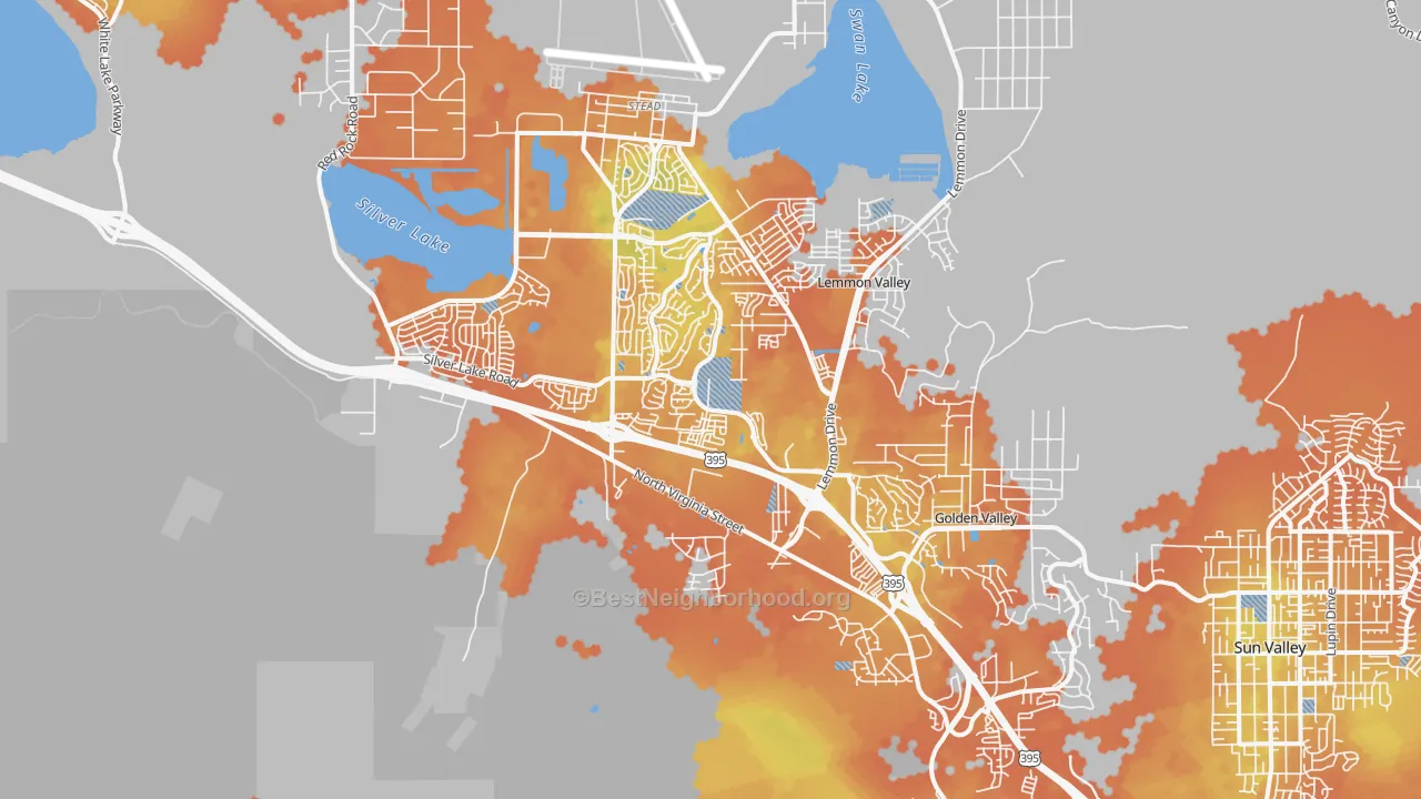Bike Grade map of North Valleys, Reno, NV