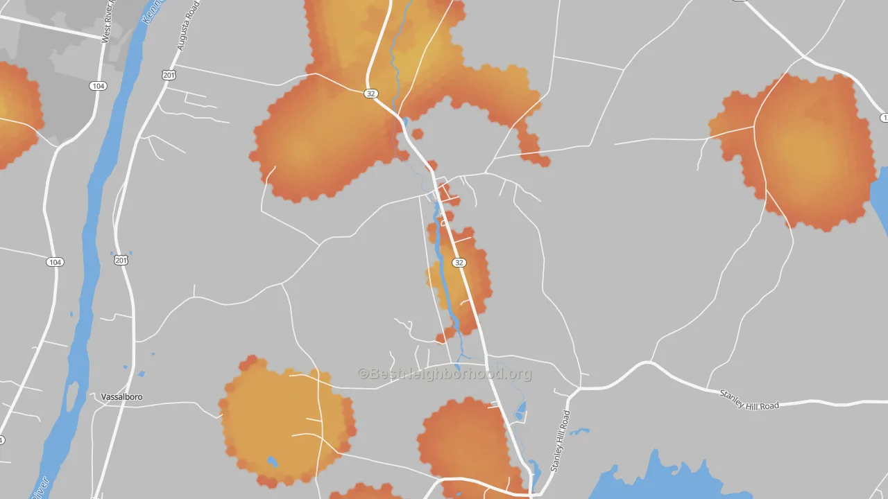 Bike Grade map of North Vassalboro, ME