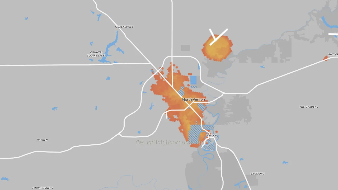 Bike Grade map of North Vernon, IN