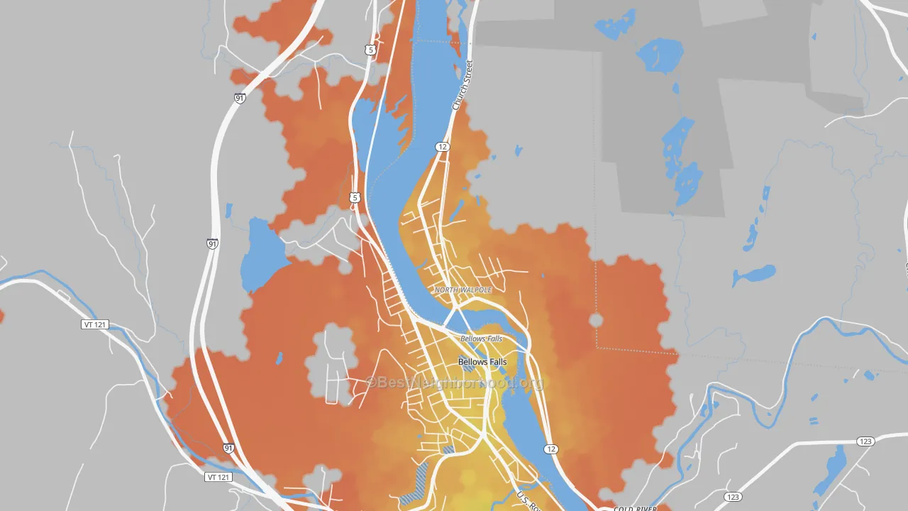 Bike Grade map of North Walpole, NH