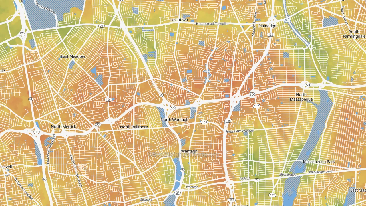 Bike Grade map of North Wantagh, NY
