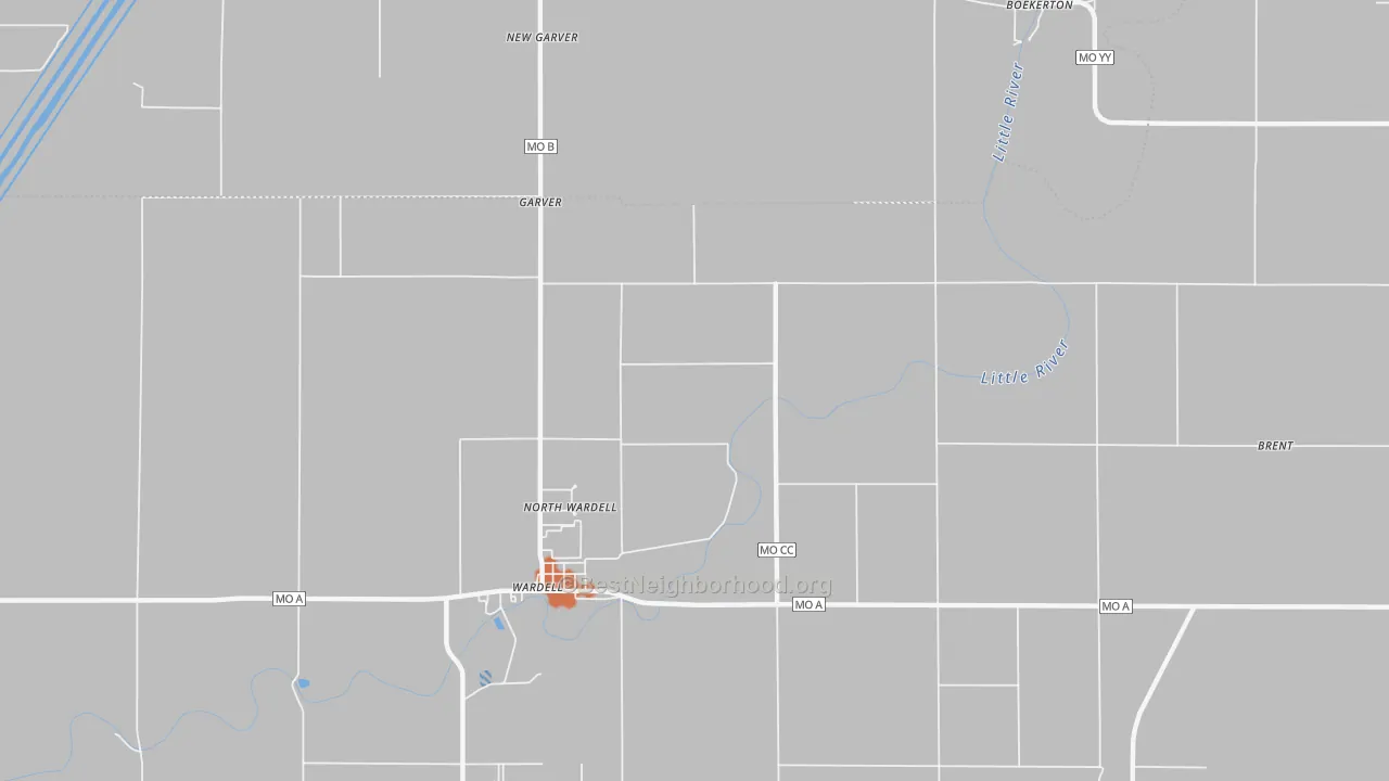 Bike Grade map of North Wardell, MO