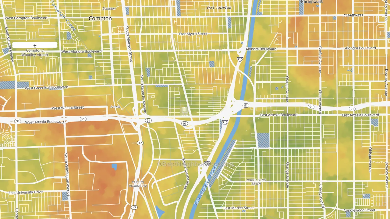 Bike Grade map of North West Long Beach, Long Beach, CA