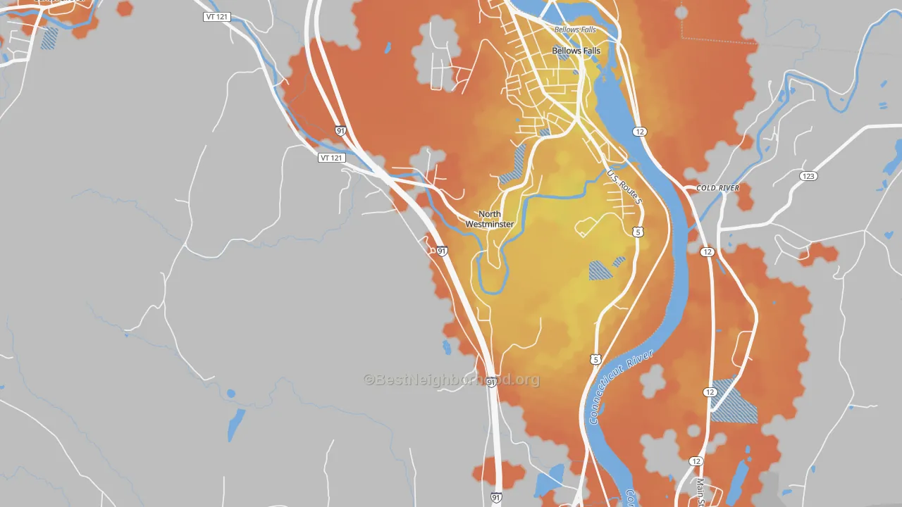 Bike Grade map of North Westminster, VT