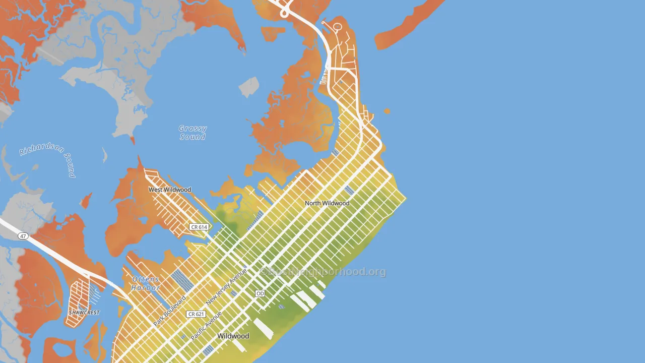 Bike Grade map of North Wildwood, NJ