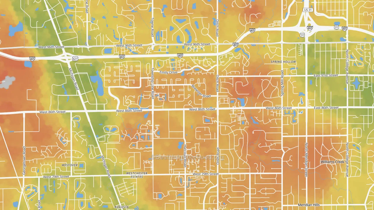 Bike Grade map of North Willow Farms, Indianapolis, IN