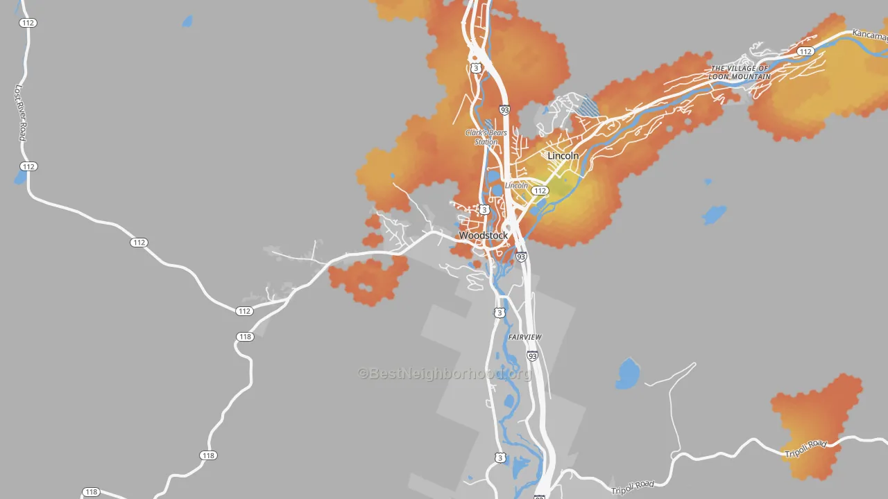 Bike Grade map of North Woodstock, NH