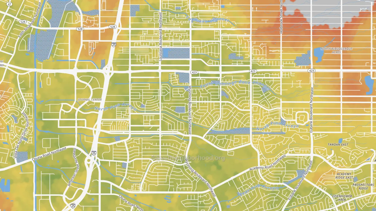 Bike Grade map of North Wyoming, Albuquerque, NM